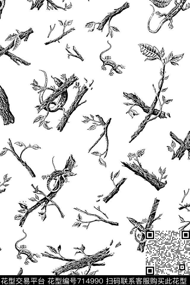 树枝动物男装抽象手绘T恤印花卫衣加克印花衬衫裤子印花外套印花羽绒服印花时尚潮流潮牌大牌复古英文字欧美高清数码立体传统印花华亿平台下载（图片编号: 714990） - 瓦栏（Walan）