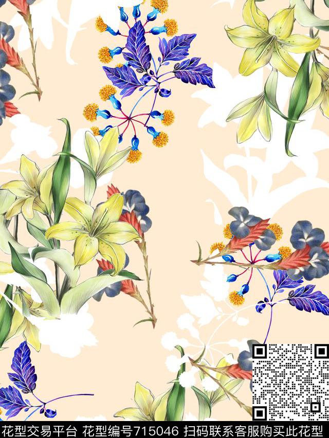 女装华亿平台复古♥红桃A〖植物花卉〗数码印花华亿平台下载（图片编号: 715046） - 瓦栏（Walan）