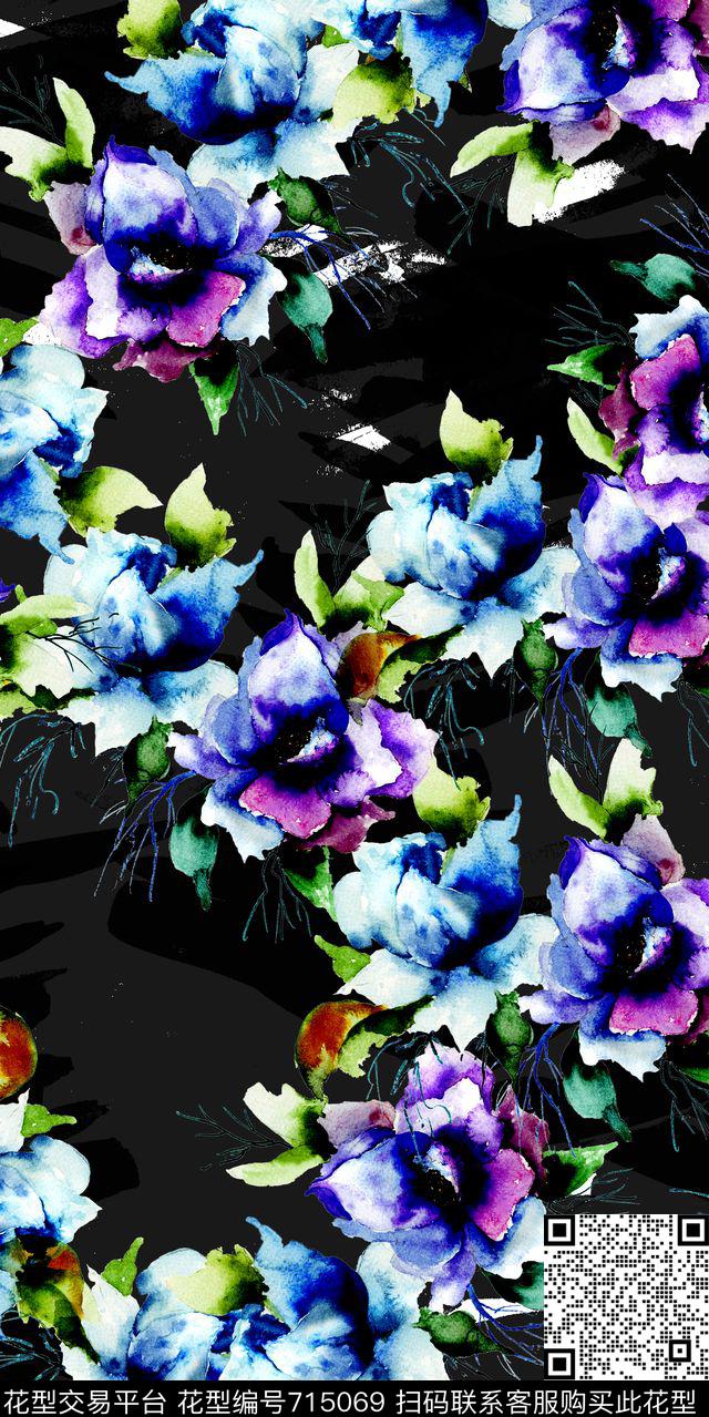 乱花花朵花卉数码印花华亿平台下载（图片编号: 715069） - 瓦栏（Walan）