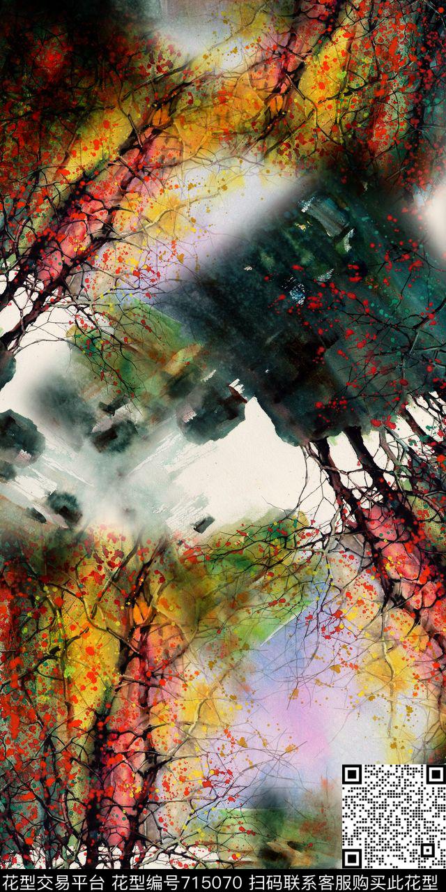 花朵花卉散花数码印花华亿平台下载（图片编号: 715070） - 瓦栏（Walan）