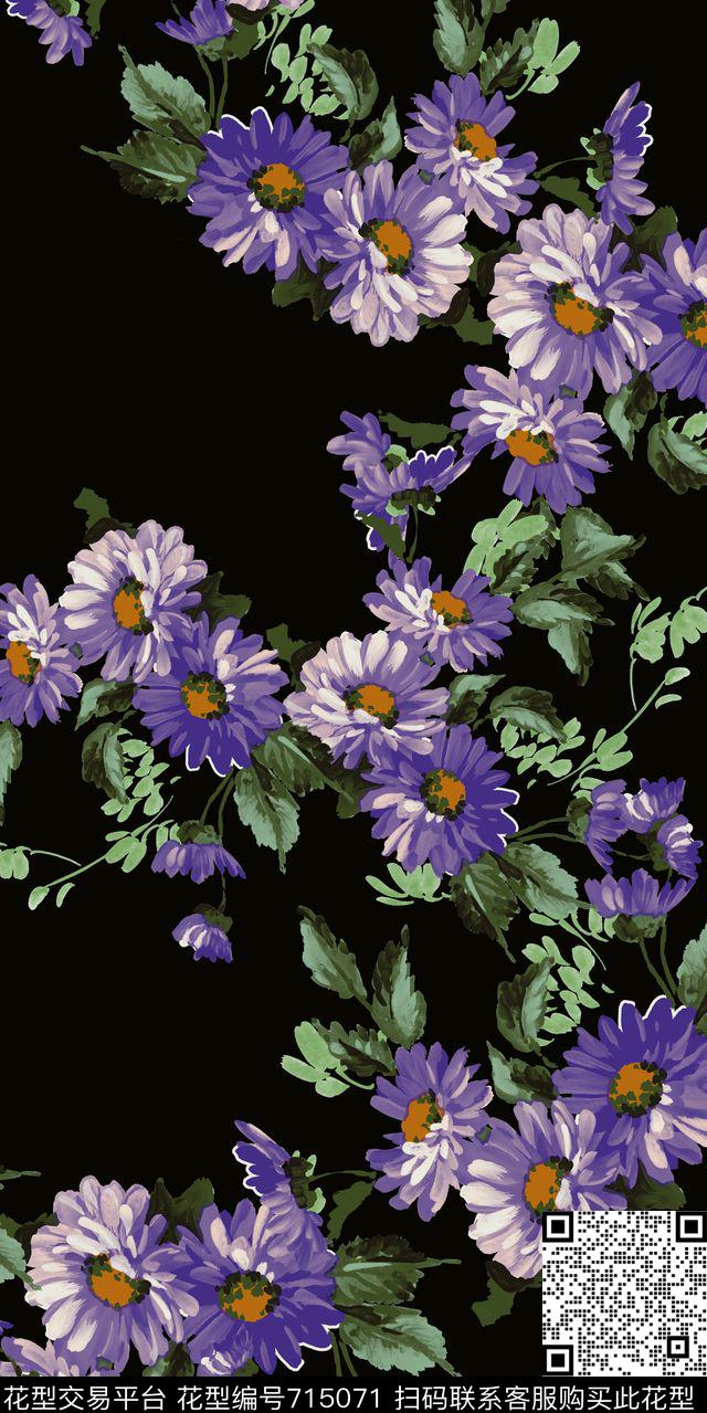 乱花花朵花卉数码印花华亿平台下载（图片编号: 715071） - 瓦栏（Walan）