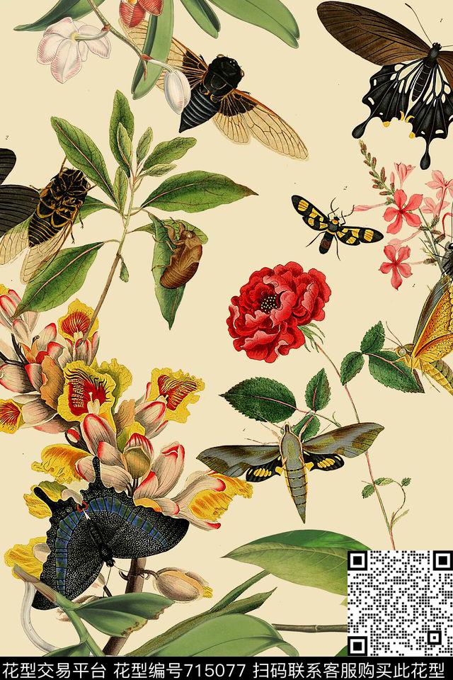 时尚面料花手绘花数码印花华亿平台下载（图片编号: 715077） - 瓦栏（Walan）