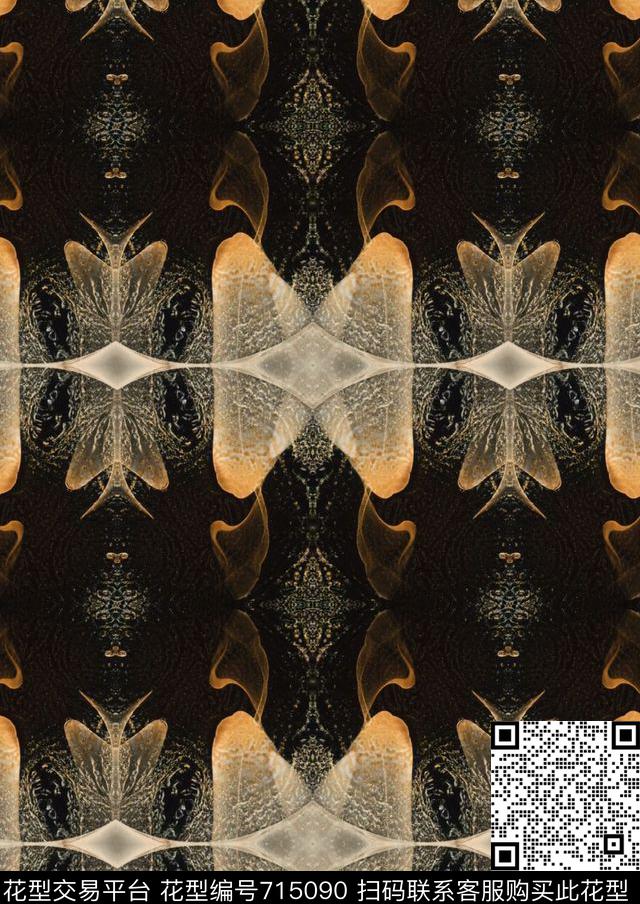 传统暗色调迷幻数码印花华亿平台下载（图片编号: 715090） - 瓦栏（Walan）