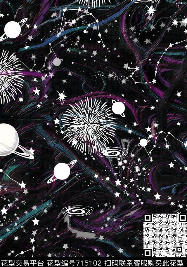 趣味星空星座数码印花华亿平台下载（图片编号: 715102） - 瓦栏（Walan）