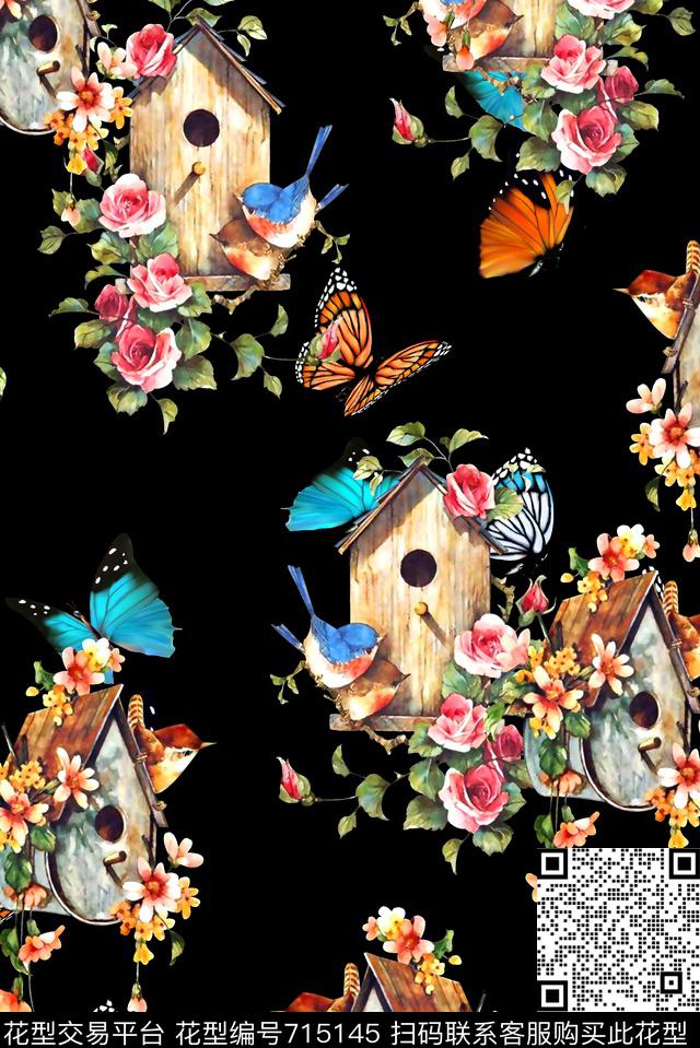 花卉花鸟女装印花数码印花华亿平台下载（图片编号: 715145） - 瓦栏（Walan）