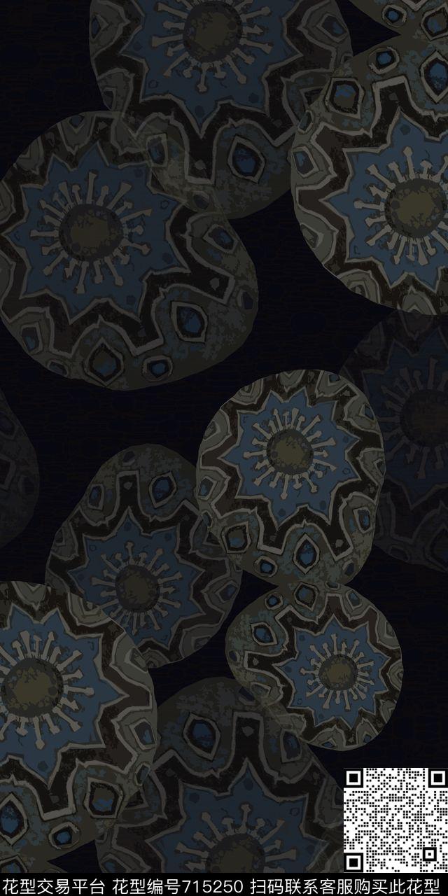 迷彩混搭青蓝雅韵系列抽象图案传统印花华亿平台下载（图片编号: 715250） - 瓦栏（Walan）