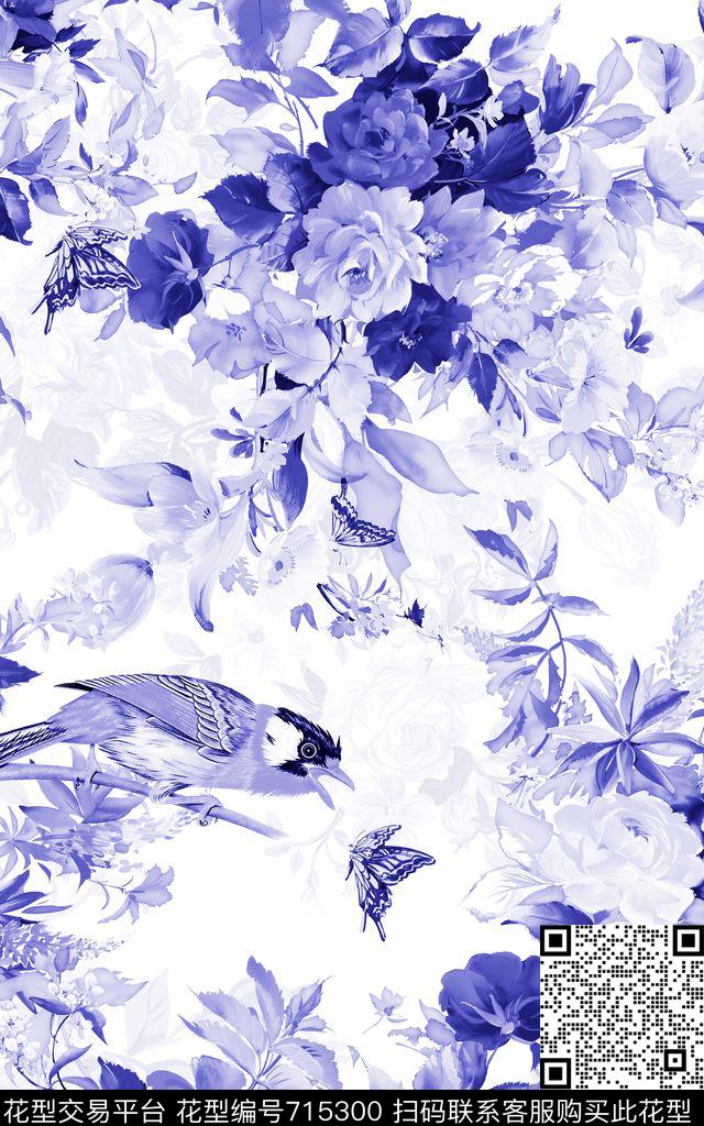 花卉花朵中国风数码印花华亿平台下载（图片编号: 715300） - 瓦栏（Walan）