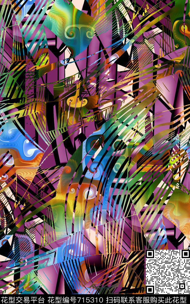 纹理解构几何数码印花华亿平台下载（图片编号: 715310） - 瓦栏（Walan）