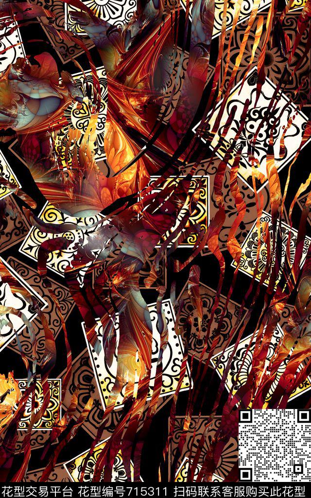 纹理解构几何数码印花华亿平台下载（图片编号: 715311） - 瓦栏（Walan）