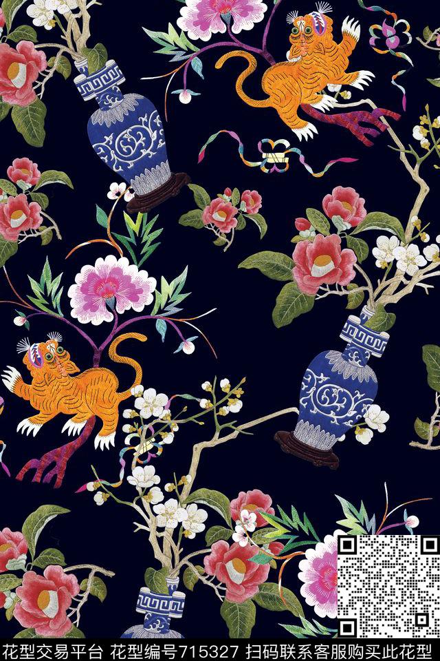 民族风中国风刺绣数码印花华亿平台下载（图片编号: 715327） - 瓦栏（Walan）