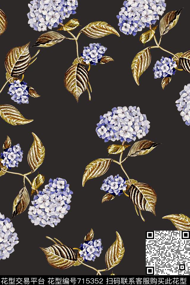 抽象手绘水彩画花卉数码印花时尚潮流女装裙子长裙印花欧美复古大牌印花数码印花华亿平台下载（图片编号: 715352） - 瓦栏（Walan）