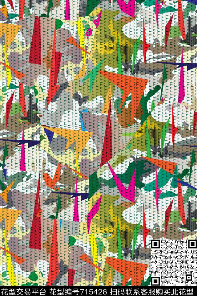 小方块不规则几何抽象数码印花华亿平台下载（图片编号: 715426） - 瓦栏（Walan）