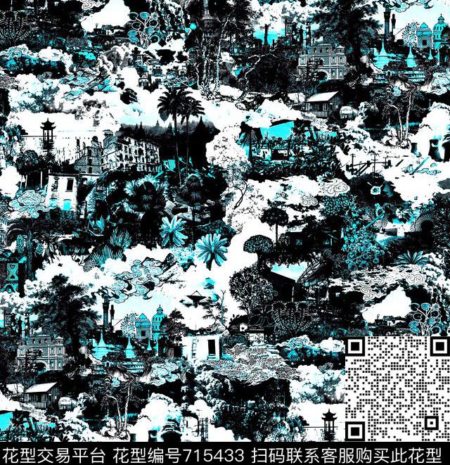 建筑树木现在风数码印花华亿平台下载（图片编号: 715433） - 瓦栏（Walan）