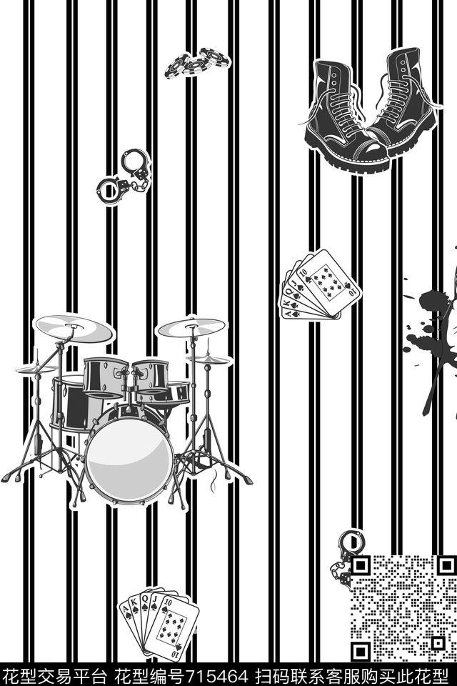 条纹男装休闲风数码印花华亿平台下载（图片编号: 715464） - 瓦栏（Walan）