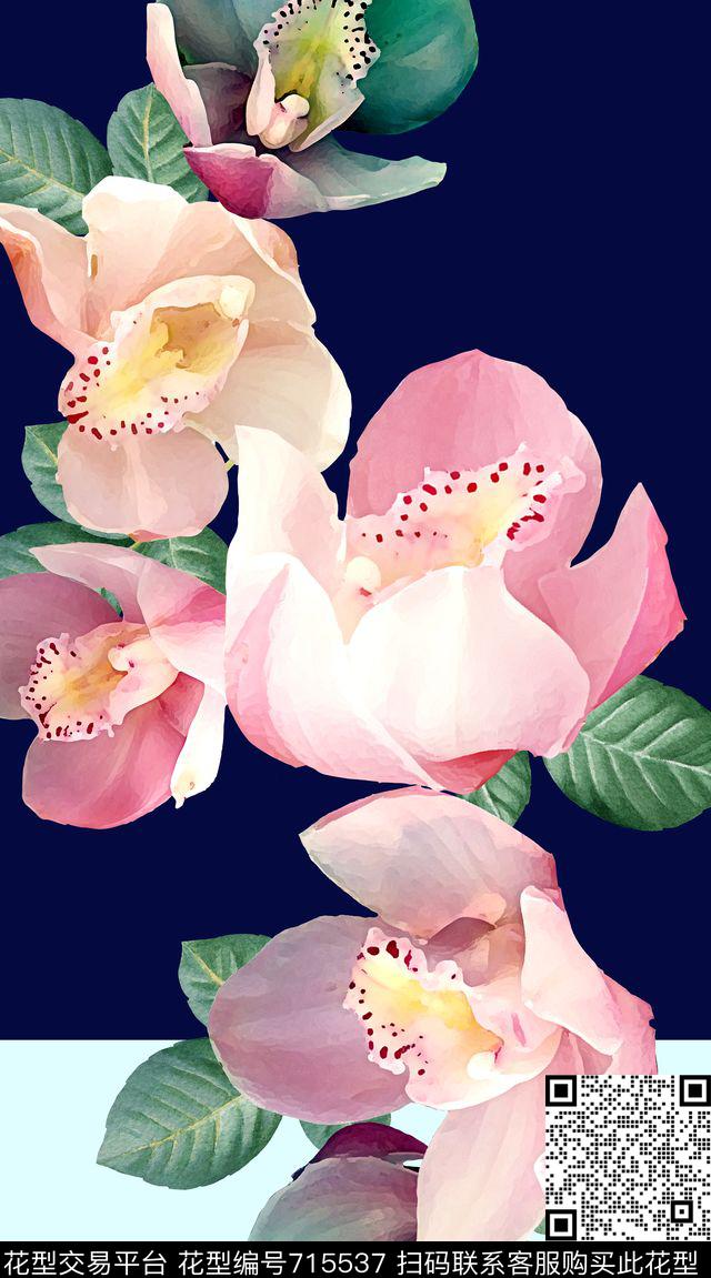 兰花花朵花卉数码印花华亿平台下载（图片编号: 715537） - 瓦栏（Walan）