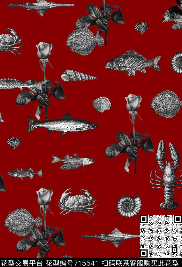 花朵花卉海鱼数码印花华亿平台下载（图片编号: 715541） - 瓦栏（Walan）