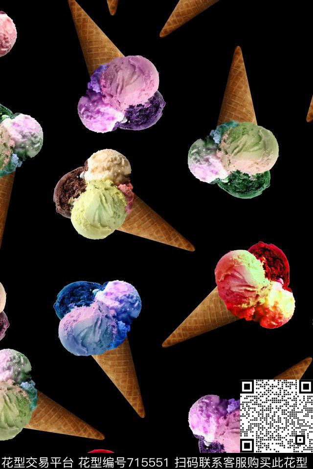 冰淇凌马卡龙甜筒数码印花华亿平台下载（图片编号: 715551） - 瓦栏（Walan）