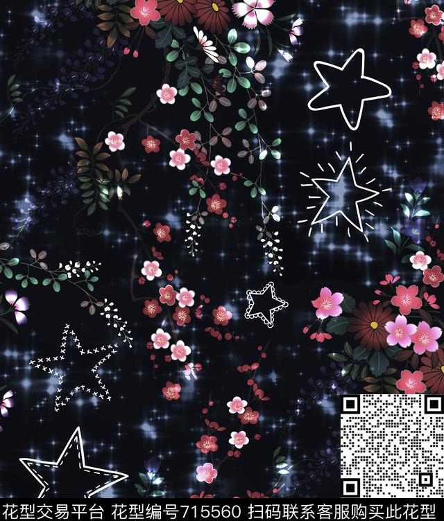 几何花卉星空数码印花华亿平台下载（图片编号: 715560） - 瓦栏（Walan）