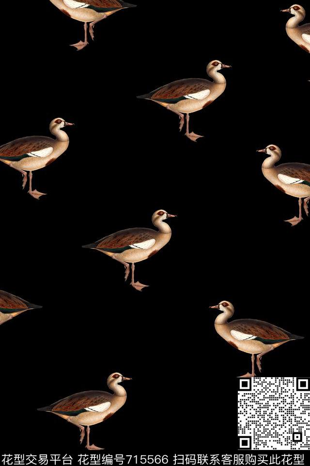 鸟手绘鸟复古鸟数码印花华亿平台下载（图片编号: 715566） - 瓦栏（Walan）