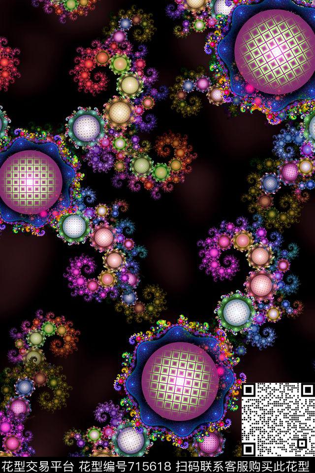 牡丹抽象分型艺术数码印花华亿平台下载（图片编号: 715618） - 瓦栏（Walan）
