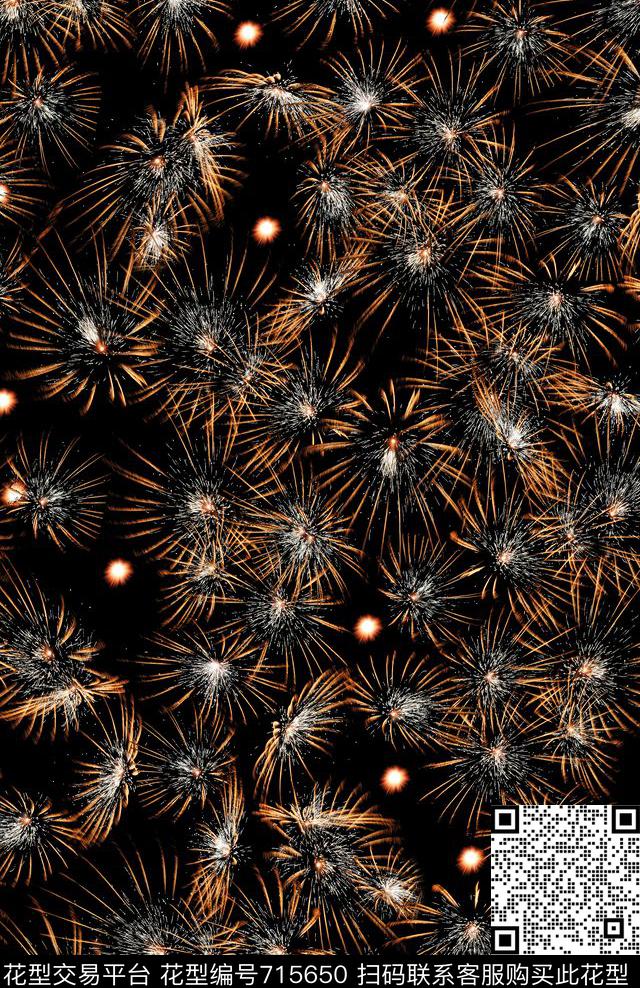 烟花抽象几何数码印花华亿平台下载（图片编号: 715650） - 瓦栏（Walan）