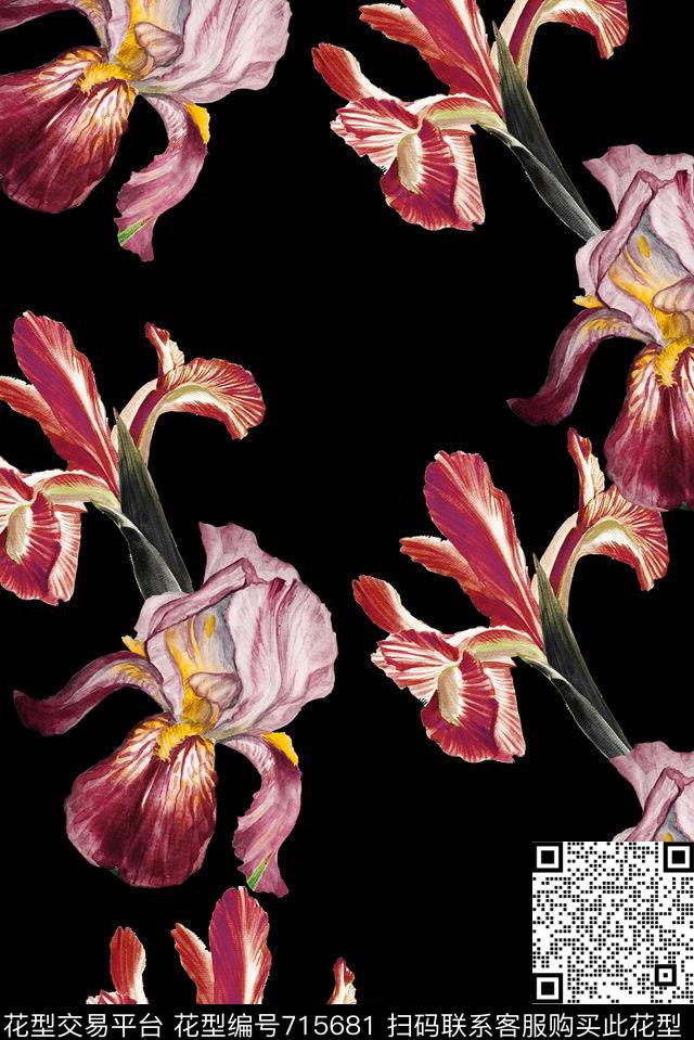 大花牡丹玫瑰数码印花华亿平台下载（图片编号: 715681） - 瓦栏（Walan）