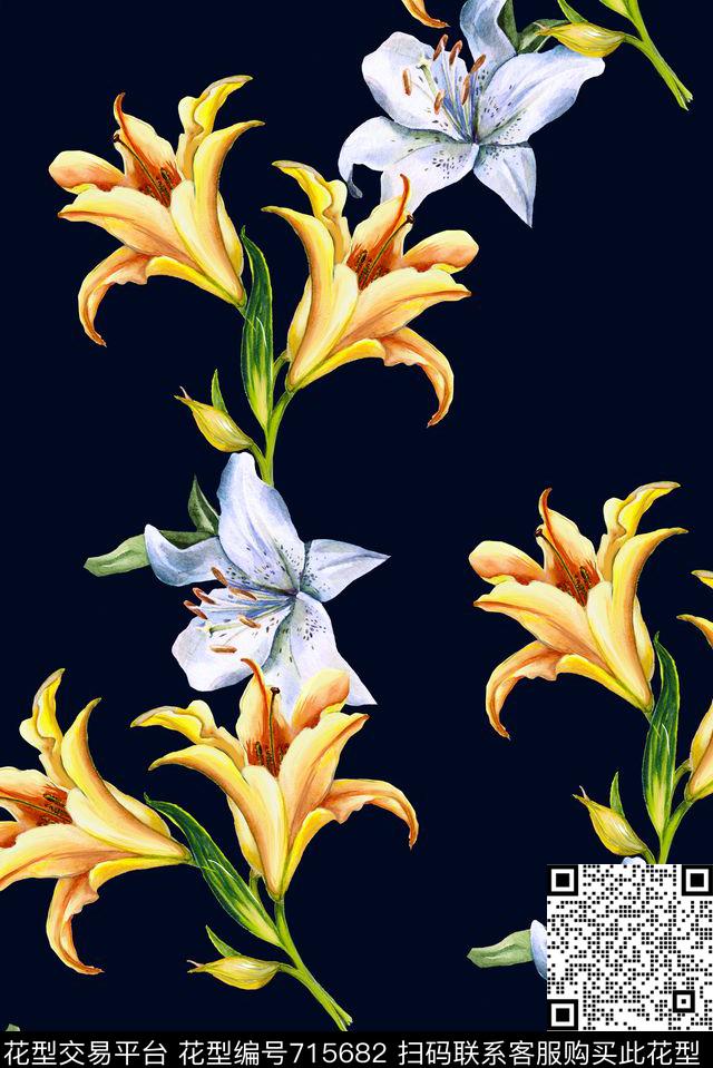 大花牡丹玫瑰数码印花华亿平台下载（图片编号: 715682） - 瓦栏（Walan）