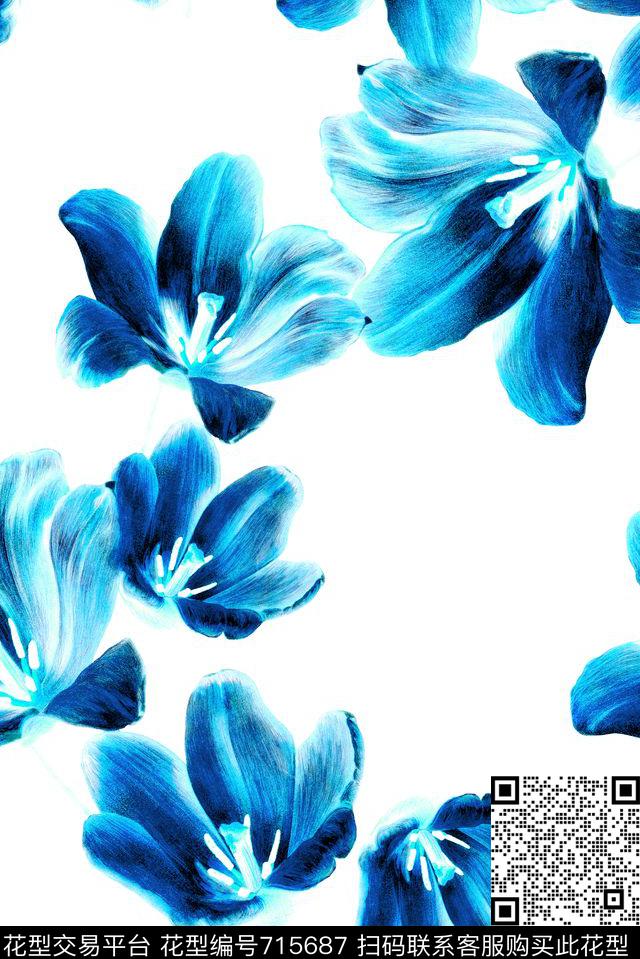 大花牡丹玫瑰数码印花华亿平台下载（图片编号: 715687） - 瓦栏（Walan）