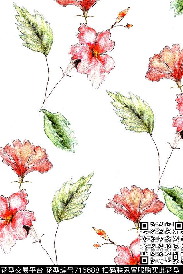 大花牡丹玫瑰数码印花华亿平台下载（图片编号: 715688） - 瓦栏（Walan）