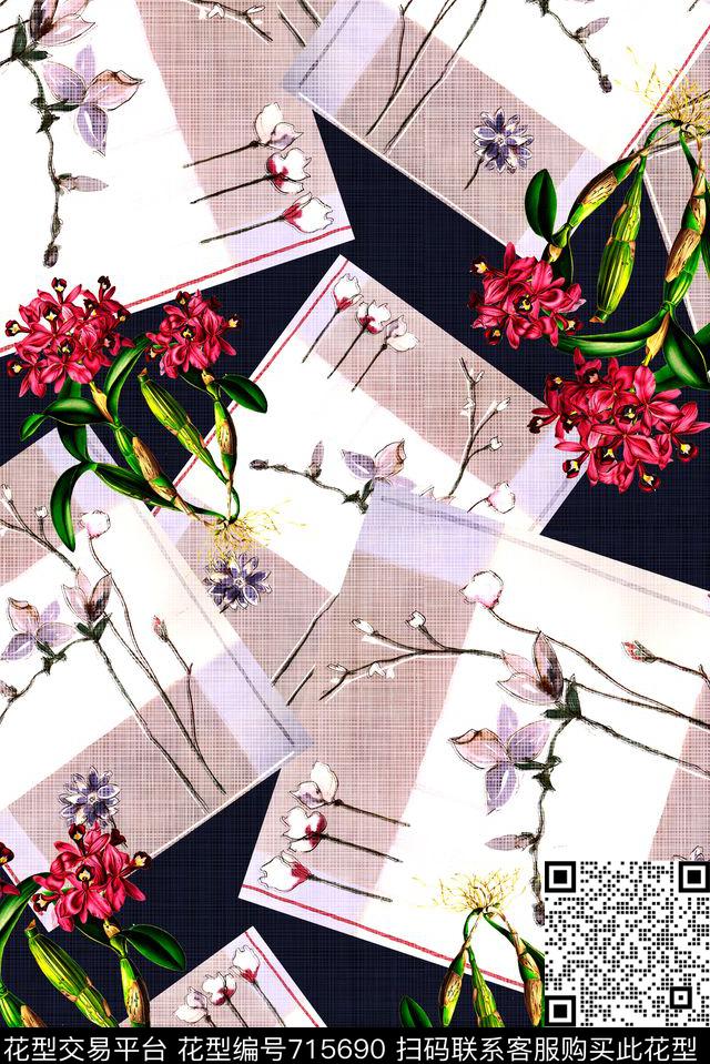 大花牡丹玫瑰数码印花华亿平台下载（图片编号: 715690） - 瓦栏（Walan）