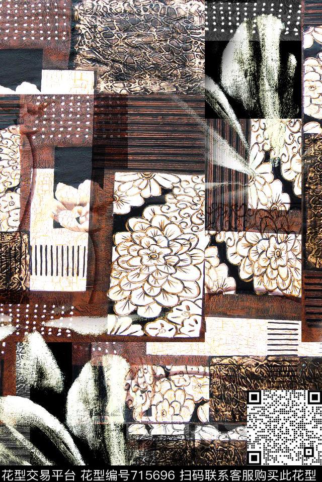 花卉几何未来几何数码印花华亿平台下载（图片编号: 715696） - 瓦栏（Walan）