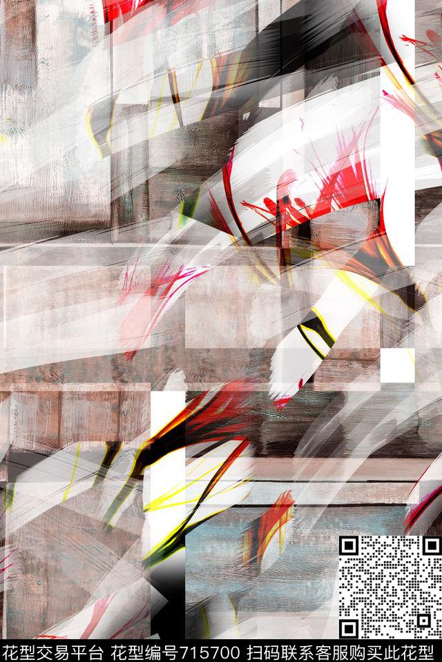 未来几何几何牡丹数码印花华亿平台下载（图片编号: 715700） - 瓦栏（Walan）