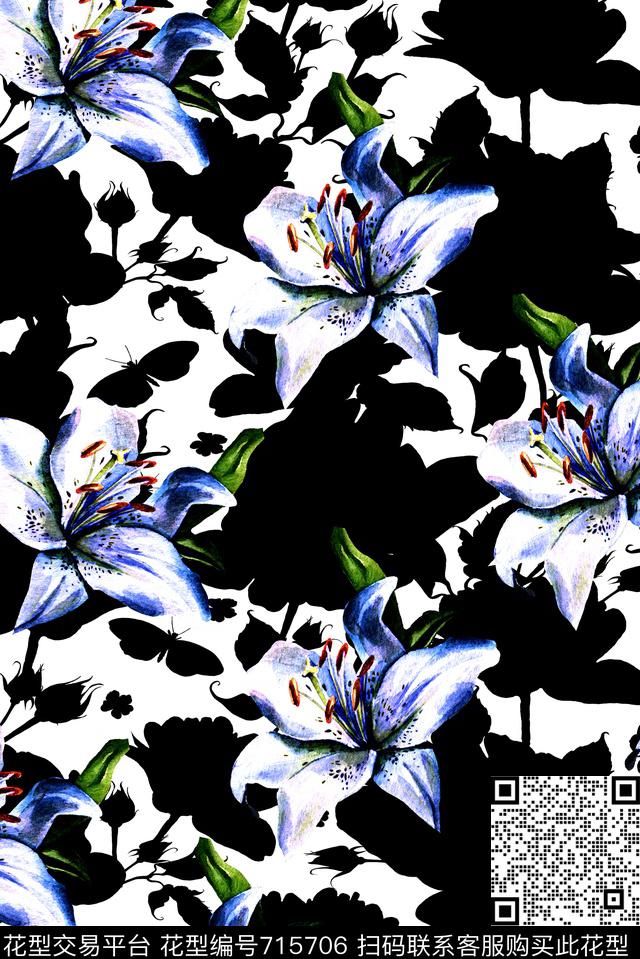 大花牡丹玫瑰数码印花华亿平台下载（图片编号: 715706） - 瓦栏（Walan）