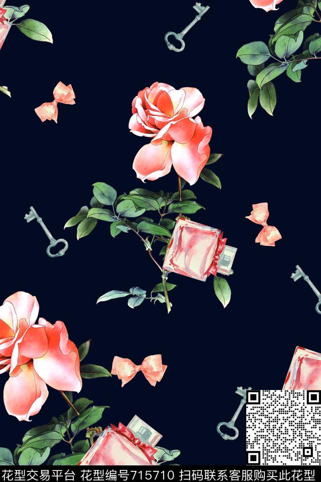 大花牡丹玫瑰数码印花华亿平台下载（图片编号: 715710） - 瓦栏（Walan）