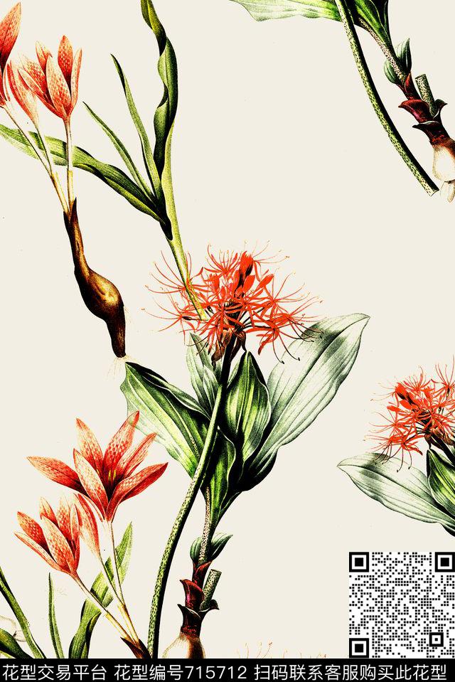 大花牡丹玫瑰数码印花华亿平台下载（图片编号: 715712） - 瓦栏（Walan）