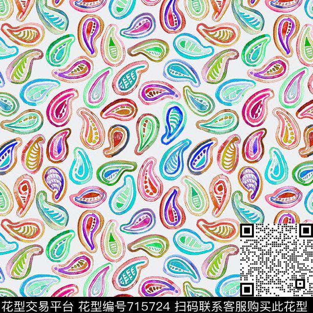 女装腰果佩斯利数码印花华亿平台下载（图片编号: 715724） - 瓦栏（Walan）