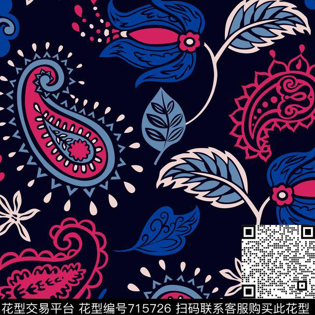 花卉佩斯利女装传统印花华亿平台下载（图片编号: 715726） - 瓦栏（Walan）
