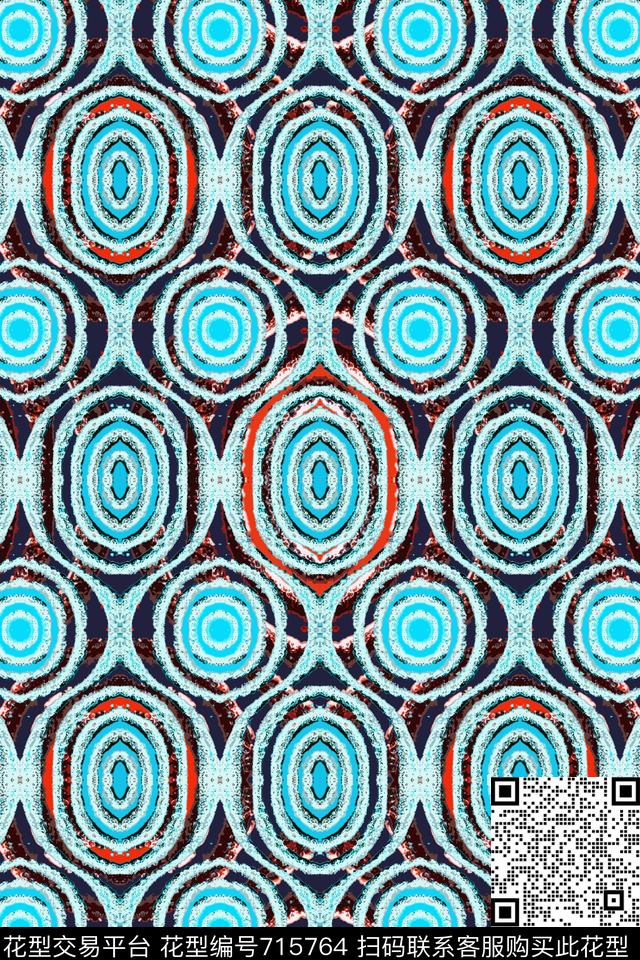 圆圈组合圆圈与波点抽象时尚数码印花华亿平台下载（图片编号: 715764） - 瓦栏（Walan）