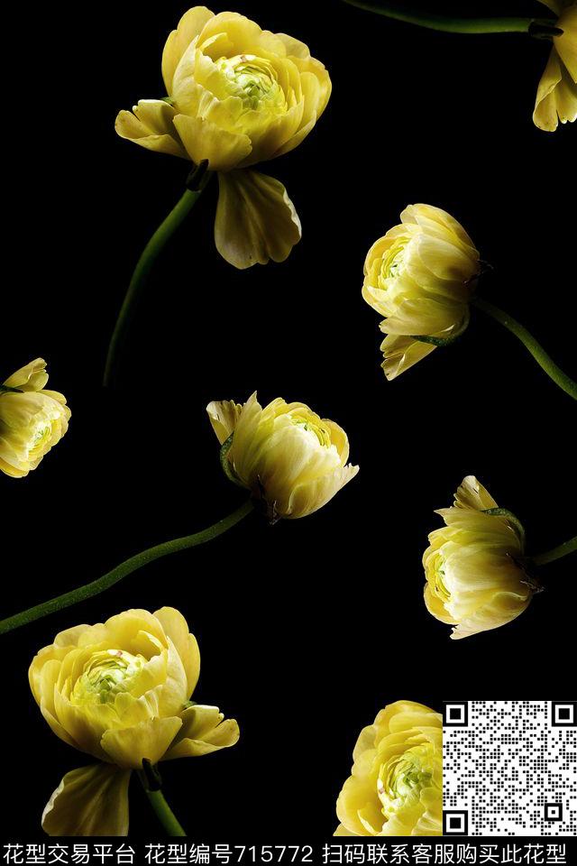 郁金香花朵优雅花卉数码印花华亿平台下载（图片编号: 715772） - 瓦栏（Walan）