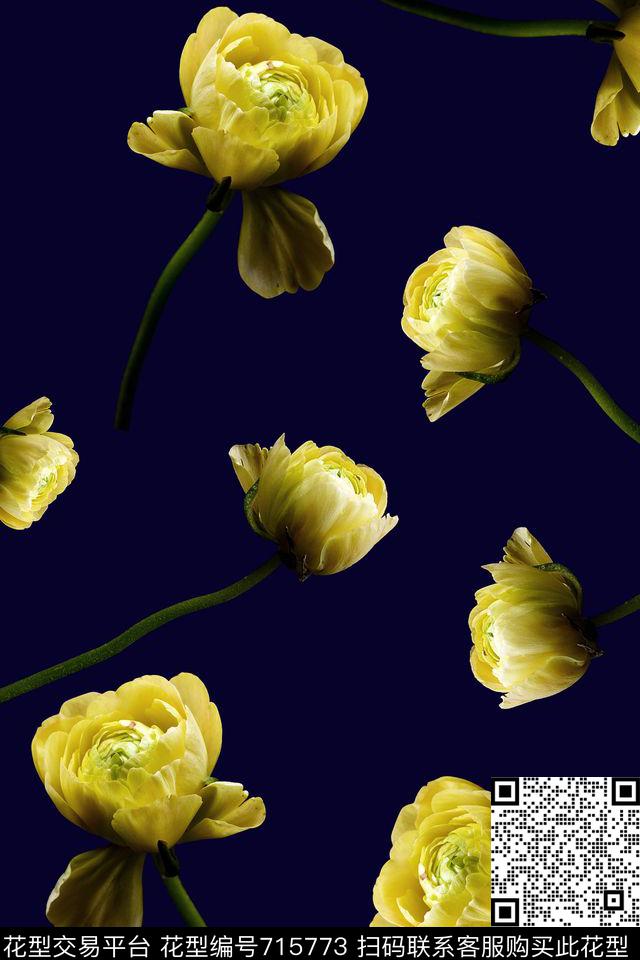 郁金香花朵优雅花卉数码印花华亿平台下载（图片编号: 715773） - 瓦栏（Walan）