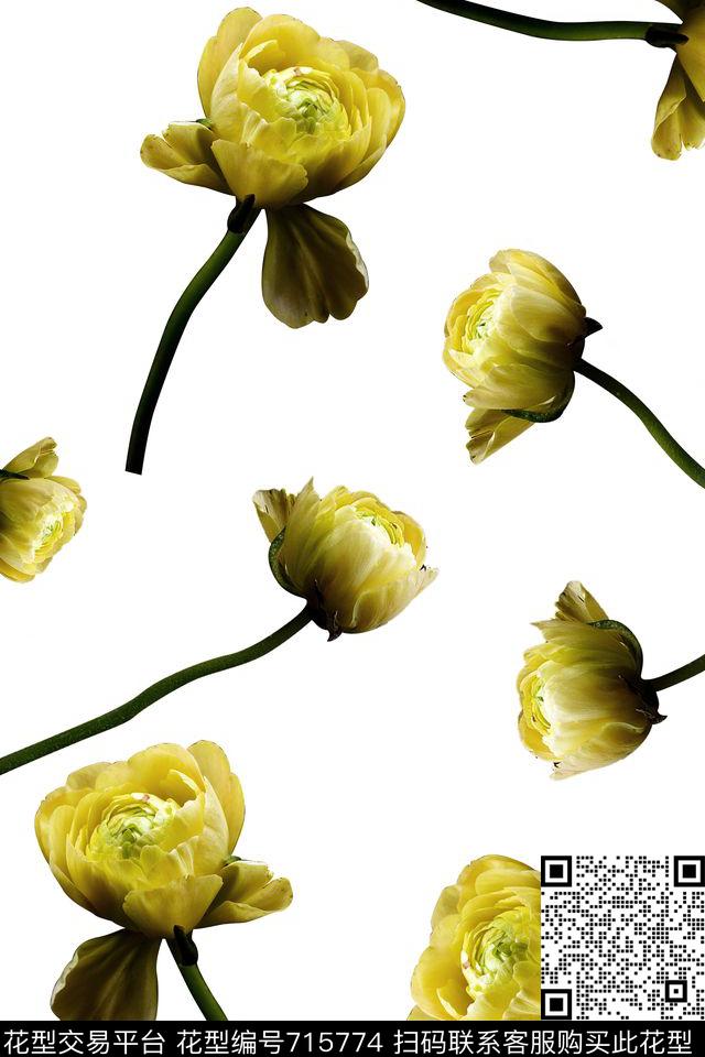 郁金香花朵优雅花卉数码印花华亿平台下载（图片编号: 715774） - 瓦栏（Walan）