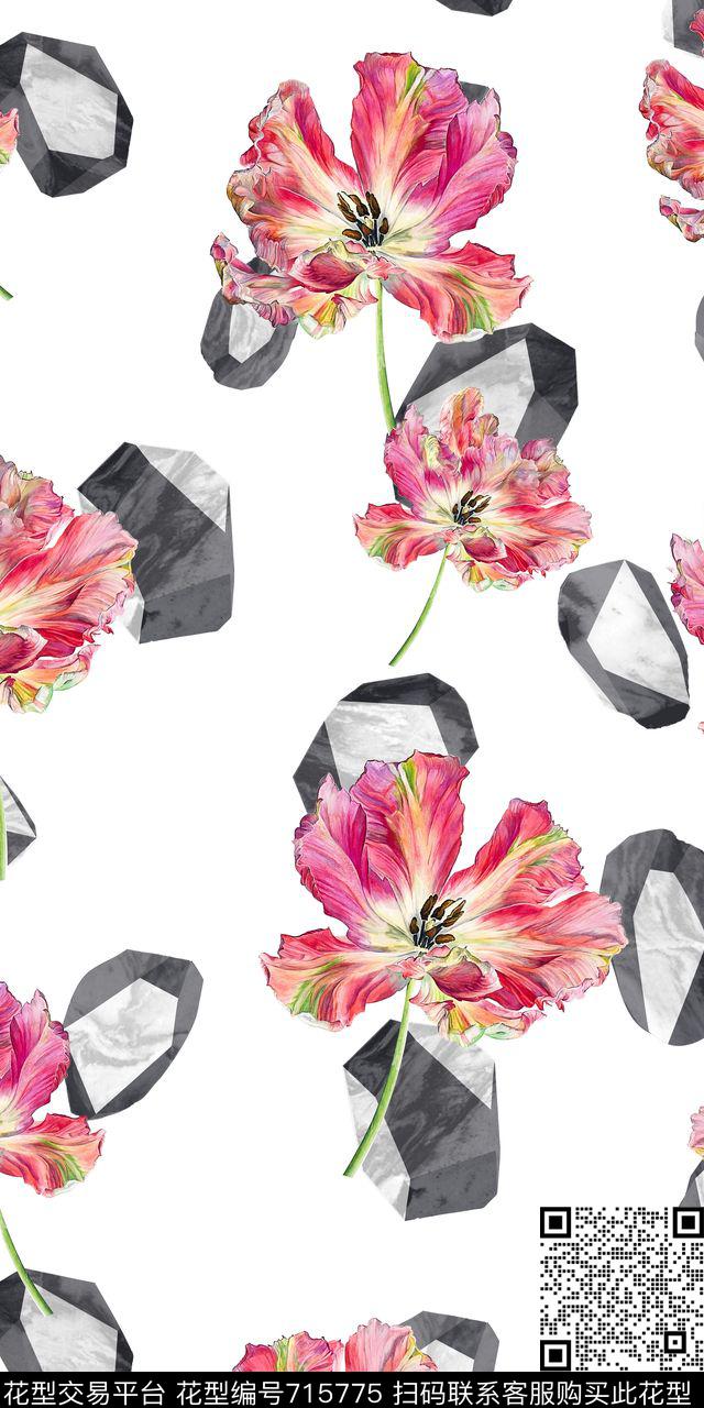 花卉立体岩石数码印花华亿平台下载（图片编号: 715775） - 瓦栏（Walan）