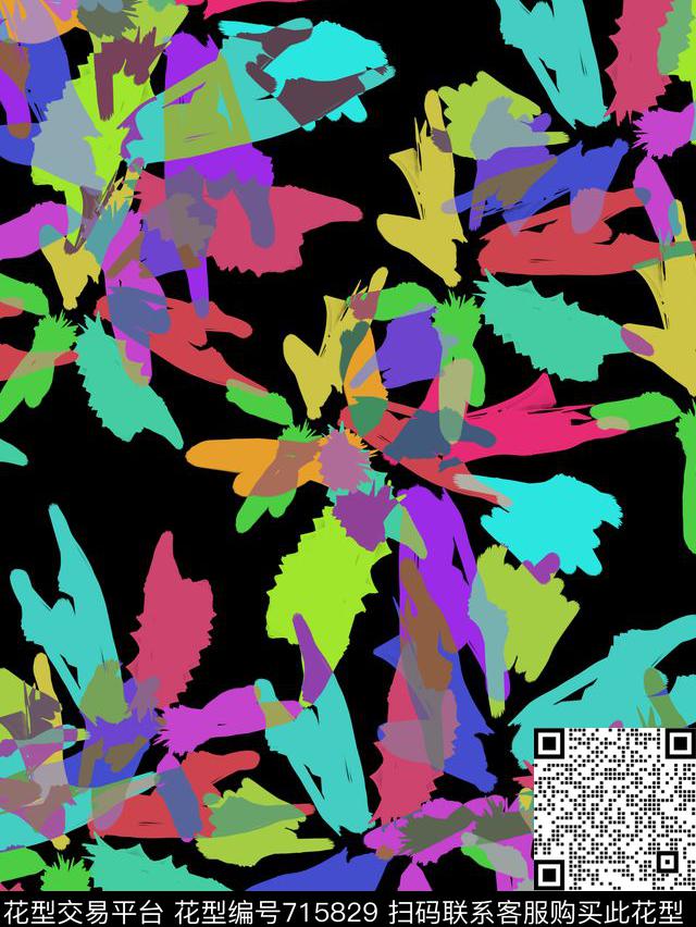 手绘抽象女装华亿平台数码印花华亿平台下载（图片编号: 715829） - 瓦栏（Walan）