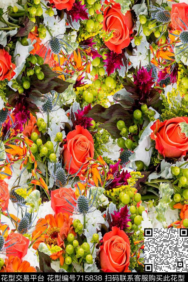 花卉鲜花玫瑰数码印花华亿平台下载（图片编号: 715838） - 瓦栏（Walan）