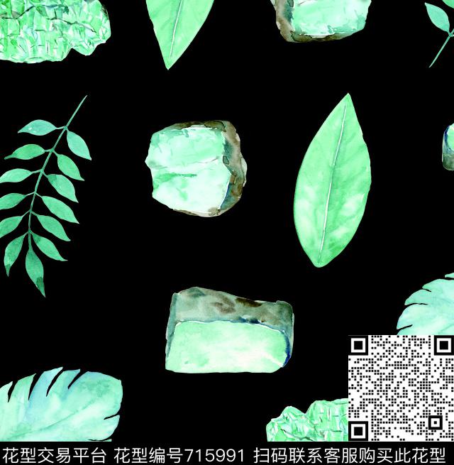 精品石头叶子数码印花华亿平台下载（图片编号: 715991） - 瓦栏（Walan）