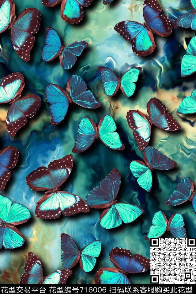 纹理蝴蝶肌理数码印花华亿平台下载（图片编号: 716006） - 瓦栏（Walan）