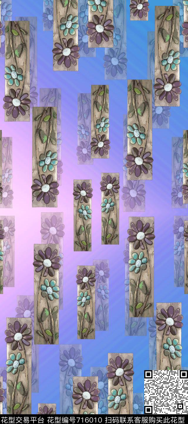 休闲丝巾围巾秀场风格花卉数码印花华亿平台下载（图片编号: 716010） - 瓦栏（Walan）