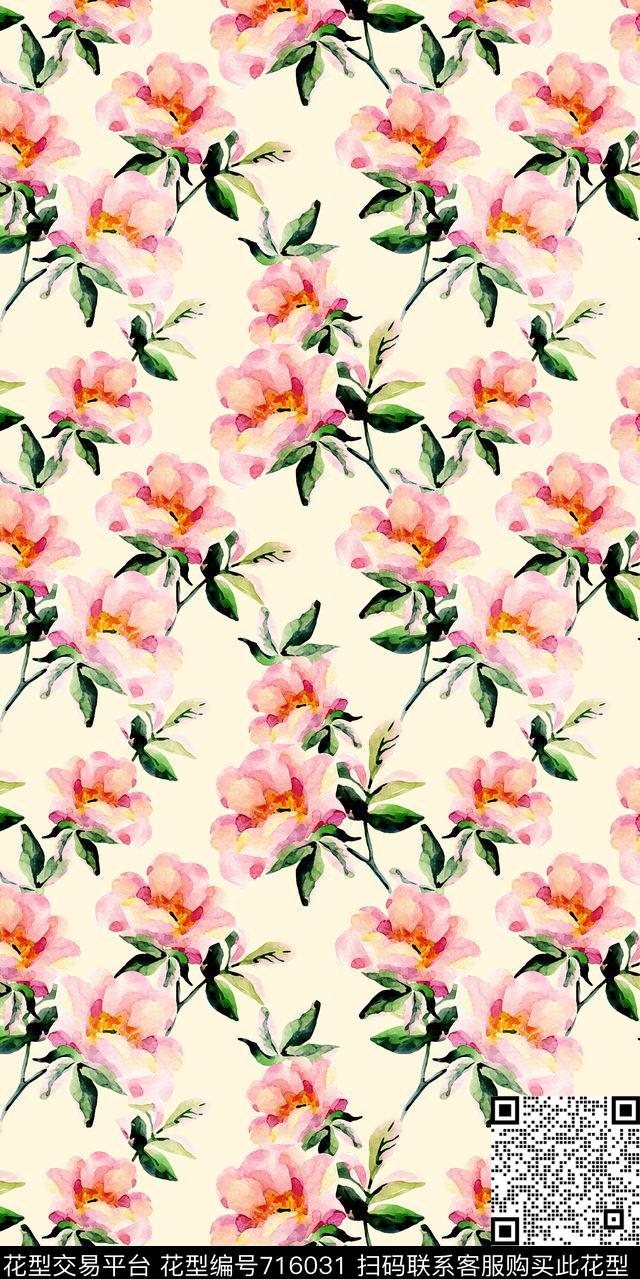 花瓣花卉木棉花数码印花华亿平台下载（图片编号: 716031） - 瓦栏（Walan）