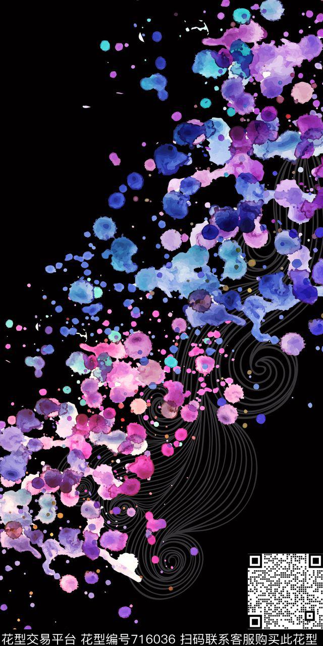 不规则几何圆点三角形数码印花华亿平台下载（图片编号: 716036） - 瓦栏（Walan）