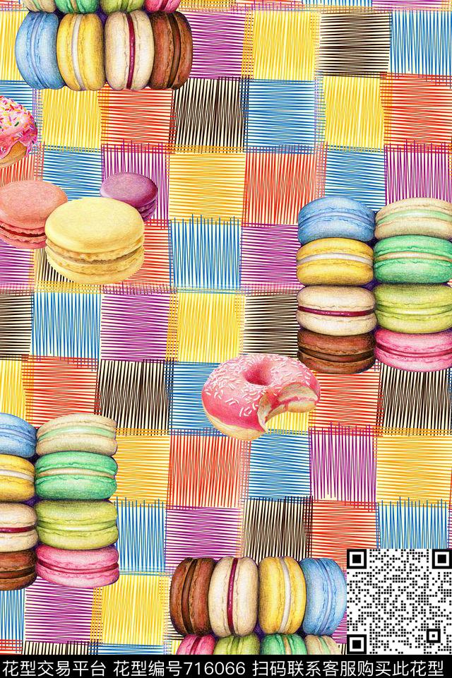 几何格子马卡龙数码印花华亿平台下载（图片编号: 716066） - 瓦栏（Walan）